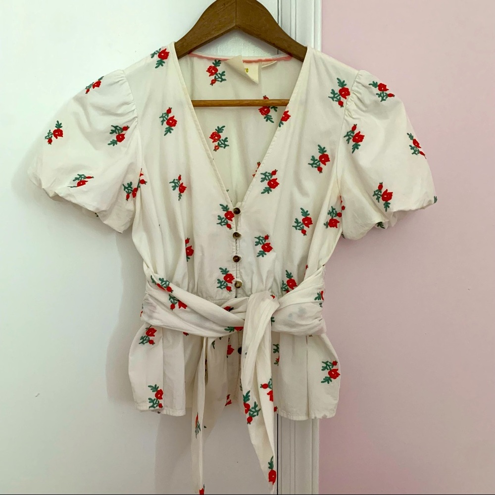 Anthropologie Rosalie Embroidered Top